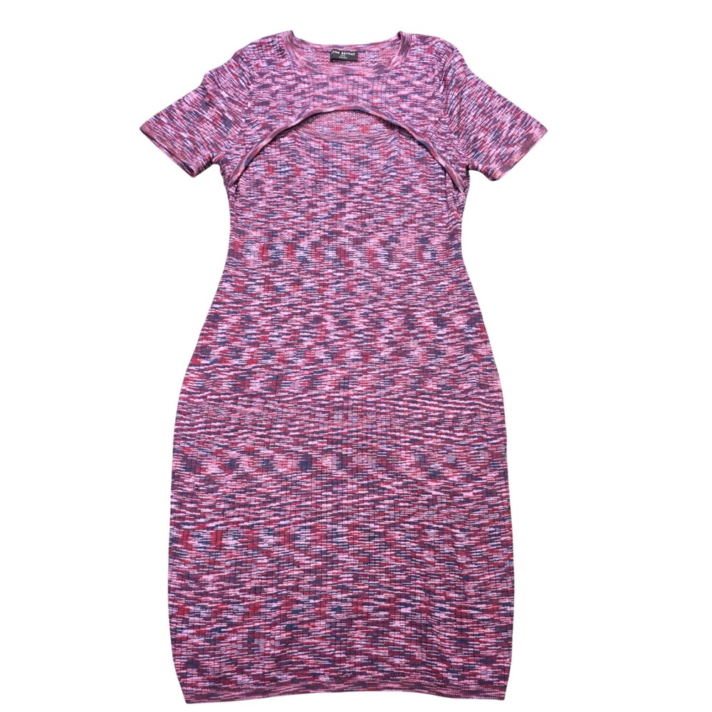 Lane Bryant Ribbed Knit Bodycon Dress Women's Size 14/16 Pink Purple Space Dye